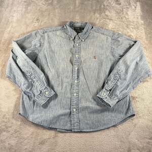 Polo Ralph Lauren Classic Fit Denim Shirt XL Light Wash Preppy Casual